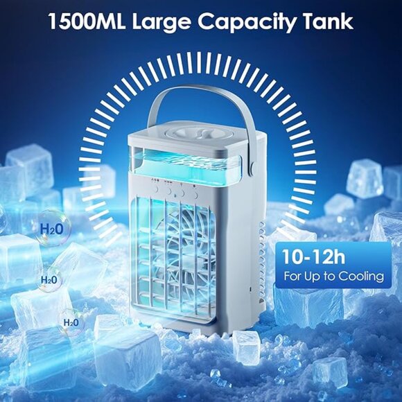 Portable Air Conditioner, Cooling Fan with 3 Speeds & 3 Modes, REMOTE/ NEW - Picture 2 of 6